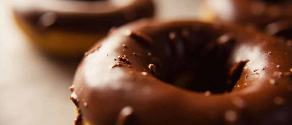 Donut coated in chocolate